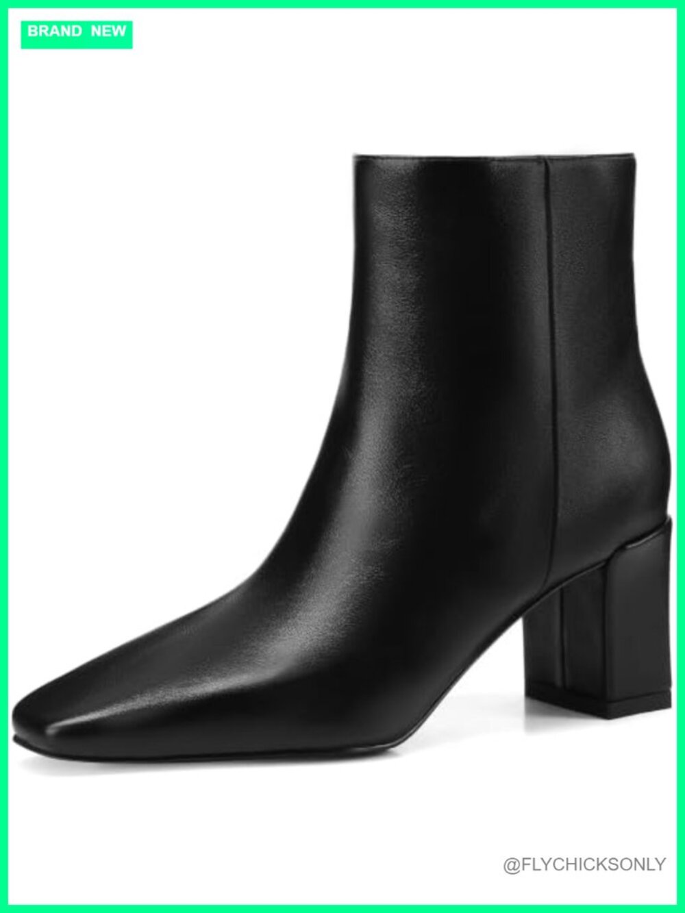 Square Toe Ankle Boots Block Heel Faux Leather Booties for Office